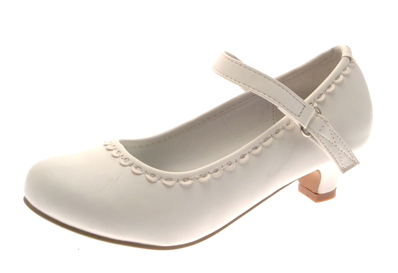 Girls Kids Faux Leather Mary Jane T Bar Party Shoes Low Heels Wedding